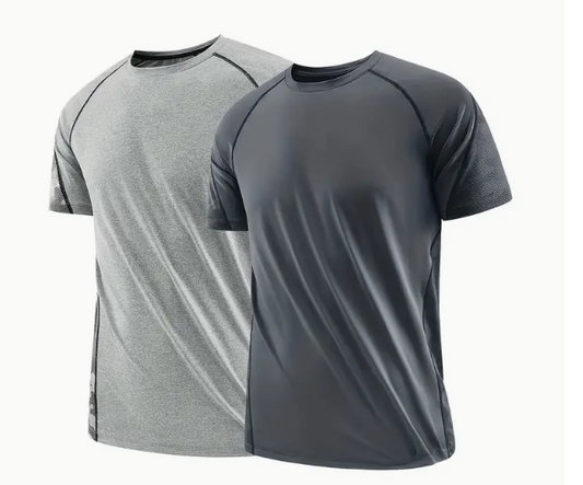 Men's Short Sleeve Quick-drying Gym T-shirts, 2 Pcs