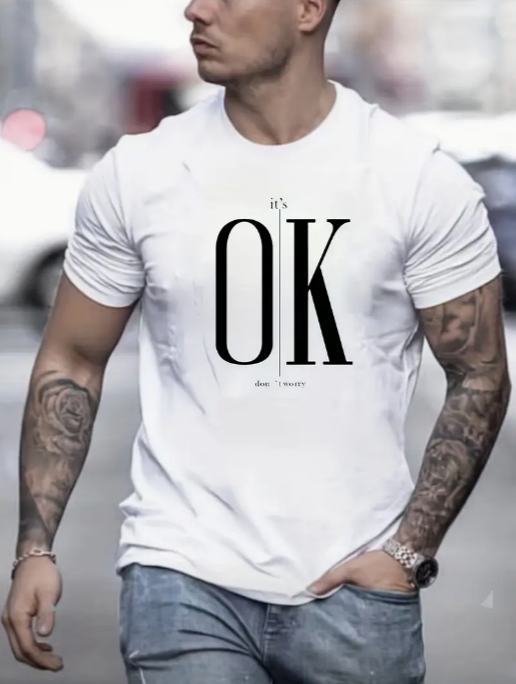 Men's Casual Short Sleeve T-shirt - It's OK don't worry