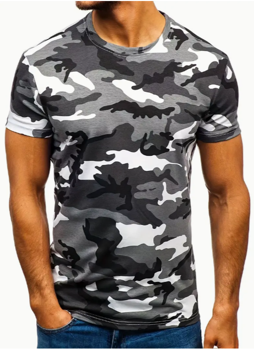 New Round Neck Slim Fit Camouflage T-Shirt